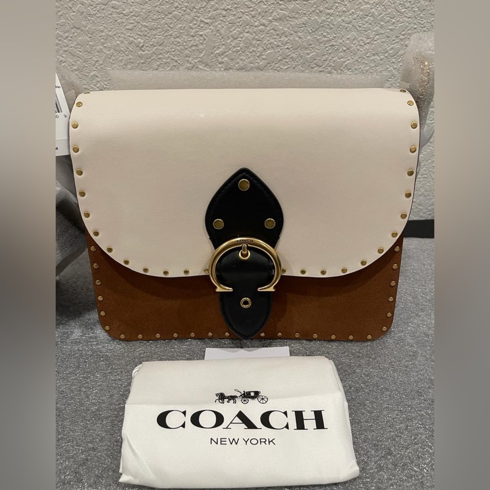 NWT COACH Beat Shoulder Bag In Colorblock With Rivets Leather Crossbody